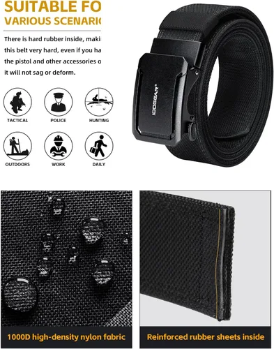 Vista 2 de IDOGEAR SPORTS - Cinturón táctico de rátchet de ajuste rápido Nylon resistente 1000D para EDC, CCW y uso en servicio
