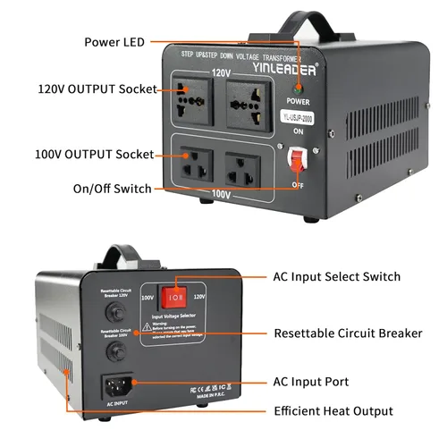 Vista 30 de 500W US al convertidor de voltaje de Japón 120V a 100V transformador reductor