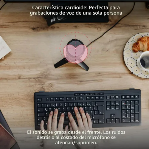 Vista 3 de Cherry UM 3.0, micrófono USB para podcasting, transmisión y uso de oficina en casa, patrón polar cardioide, conector para auriculares, compatible UM