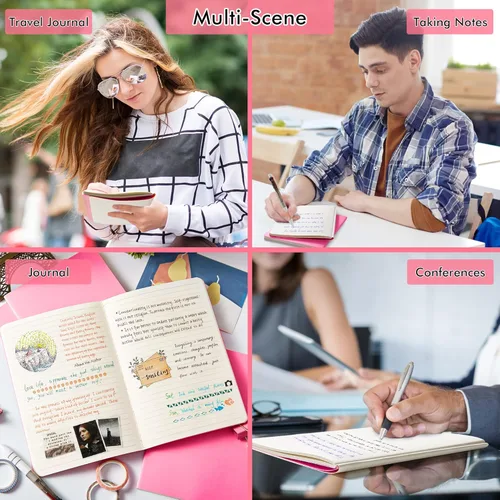 Vista 7 de feela - Paquete de 36 diarios de tapa suave a granel, diario de viaje con forro en blanco para mujeres y hombres, cuadernos con rayas universitarias