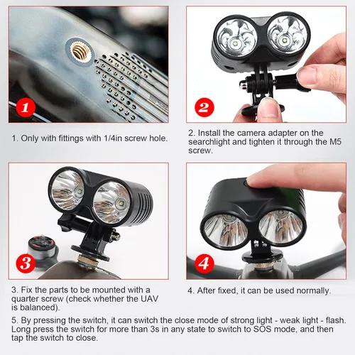 Vista 7 de Proyector de búho para drones, luz nocturna de 4 modos para DJI FPV, para AIR 2S, para Mavic AIR 2, para Mavic 2, reflector de luz LED para pesca