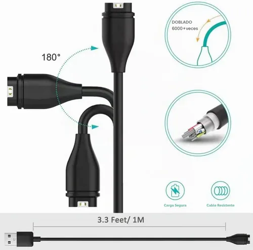 Vista 6 de Garmin Fenix 6 6S 6X Pro Sapphire Charger 2Pack, Ankey cable cargador para Garmin Fenix 5 5S 5X Plus, Forerunner 935 945 45 45S 245, Approach S10