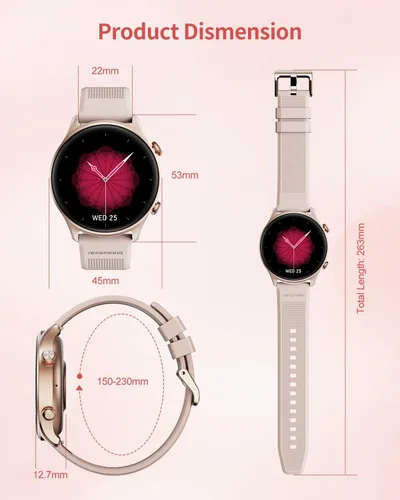Vista 7 de RIVERSONG Reloj inteligente redondo para mujer, rastreador de actividad de 1.52 pulgadas con respuesta/hacer llamada/voz AI para iPhone Android, más