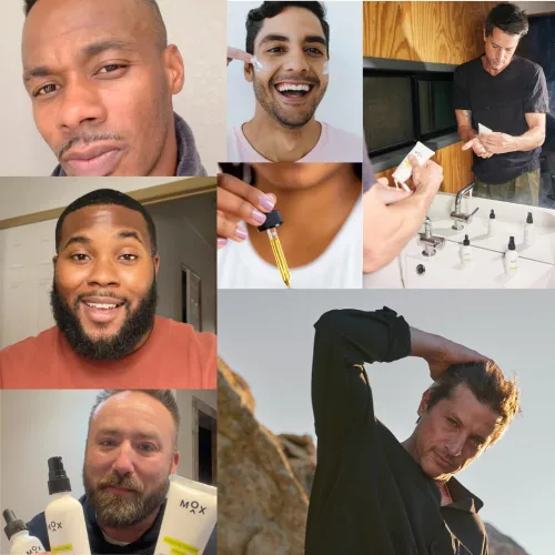 Vista 3 de MOX Juego de iniciación para el cuidado de la piel para hombre (juego de 2 piezas) Incluye limpiador facial exfoliante de menta + suero hidratante