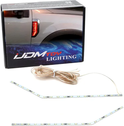 Vista 11 de iJDMTOY Kit de iluminación de fondo LED amarillo ámbar compatible con Ford F250 F350 F450 Super Duty 2017-2021 emblema cromado de guardabarros