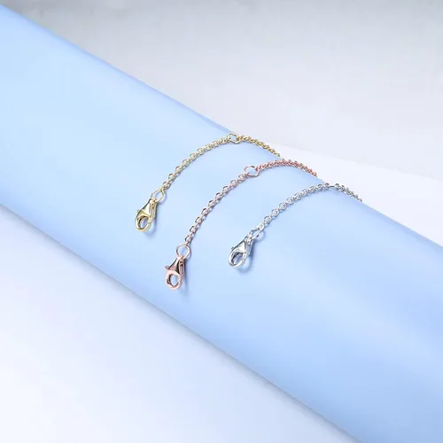 Vista 5 de Milacolato Juego de 3 extensores de cadena de collar de plata de ley en oro oro rosa y plata con cierre de langosta de brazalete longitud ajustable