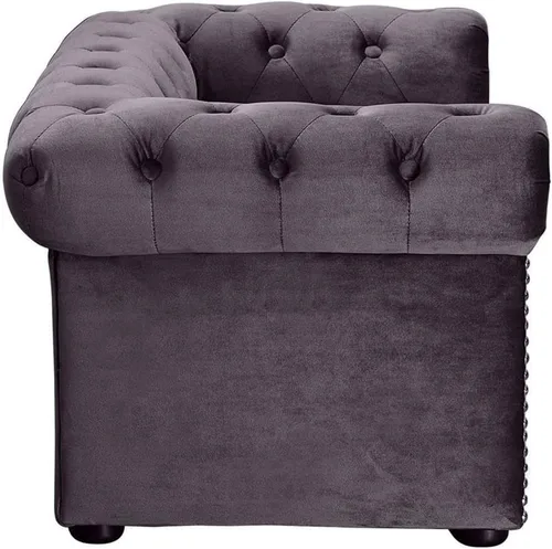 Vista 3 de TOV Furniture The Dachshund Collection - Sofá elevado tapizado de terciopelo hecho a mano para mascotas, color gris