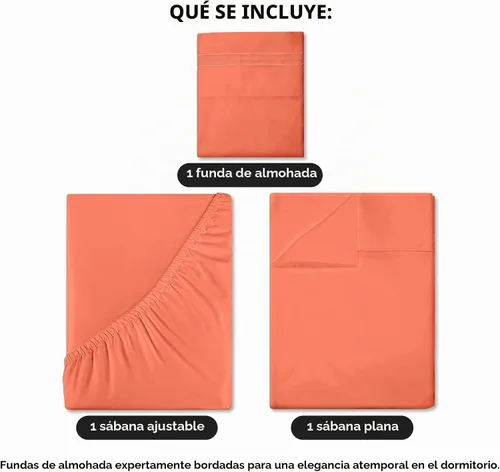 Vista 2 de ROYALE LINENS Juego de sábanas de 3 piezas para cama individual - Ropa de cama de microfibra cepillada suave de 1800 hilos - 1 sábana bajera