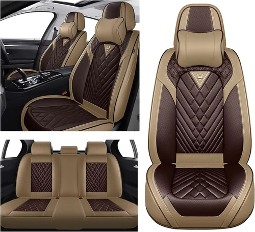 Vista 14 de Fundas de Asiento de Coche para Nissan Murano 2003-2026, Funda de Asiento Completa de Piel Nappa Impermeable, Protector de Asiento Automotriz Gris