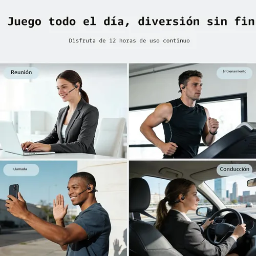 Vista 7 de CXK Auriculares de oreja abierta con micrófono, Bluetooth 5.4 micrófono de cancelación de ruido dual para llamadas claras, auriculares ligeros