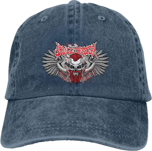 Vista 9 de Sombrero de vaquero de moda para hombre y mujer, ajustable para cuatro estaciones, gorra de béisbol del infierno con ángel, azul marino, Azul marino