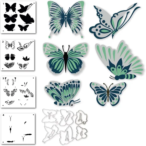 Vista 7 de Alinacutle 10 plantillas de plástico reutilizables, plantillas de pintura, plantillas de dibujo artístico para álbumes de recortes, galletas