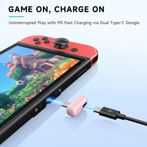 Vista 6 de RYR Auriculares inalámbricos para juegos, 20 ms de baja latencia, auriculares para juegos con micrófono con cancelación de ruido, 2.4 GHz