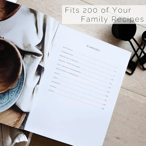 Vista 5 de Libro de Recetas para Escribir Tus Propias Recetas - Gran Diario de Cocina en Blanco Personalizado para la Familia, Contiene 200 Plantillas