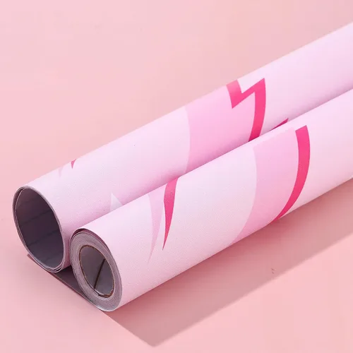 Vista 2 de Kosiz Preppy - Papel tapiz de despegar y pegar, papel tapiz extraíble rosa intenso, papel de dormitorio con relámpagos de color rosa, fondo