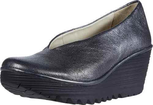 Vista 7 de FLY London Zapatos de tacón de cuña Yaz para mujer Negro (black Mousse)