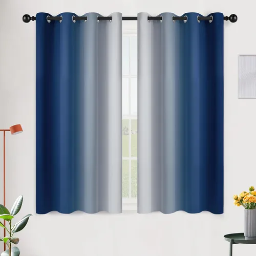 Vista 155 de SimpleHome Cortinas degradadas degradadas para oscurecer la habitación de 36 pulgadas de largo para dormitorio, con ojales y bloqueo de luz Negro