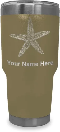 Vista 12 de LaserGram 20oz Vacuum Insulated Tumbler Mug, Starfish, Personalized Engraving Included (Black)