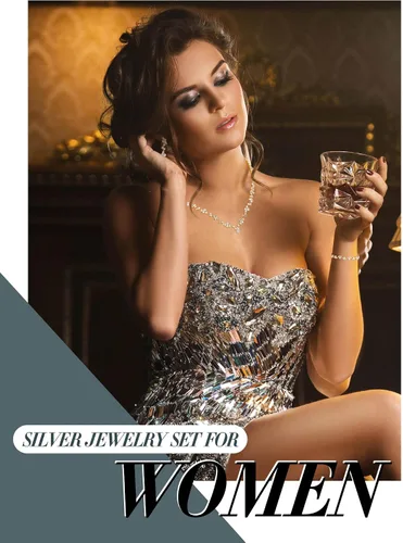 Vista 5 de Henoyso Juego de 5 piezas de joyería de diamantes de imitación con diamantes de imitación, bolso de mano para novia, graduación, collar, aretes