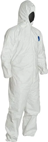 Vista 3 de Traje de seguridad desechable Dupont con muñecas, tobillos y capucha elásticos, L, Blanco