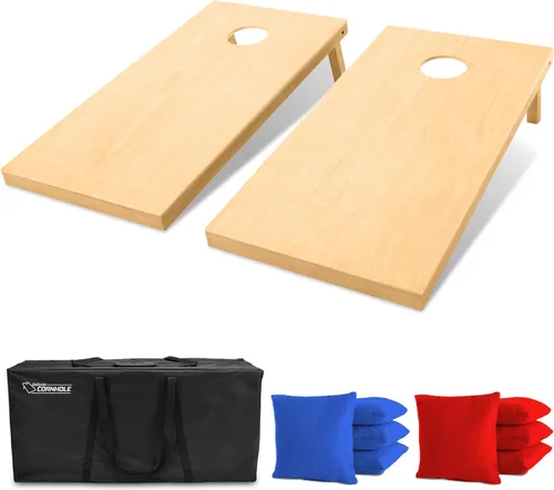 Vista 13 de GoSports 4 ft x 2 ft Regulation Size Wooden Cornhole Boards Set with Natural Wood Stain Finish - Includes Carrying Case