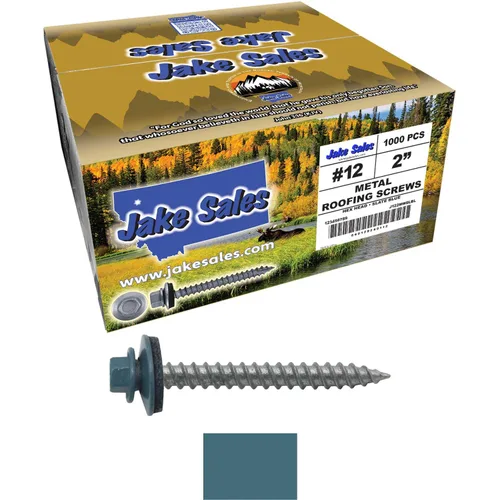 Vista 81 de 12 tornillos para techos de metal gris ABC de 1-1/2 pulgadas, cabezal de arandela hexagonal, arranque automático/roscado, arandela EPDM. 1 bolsa