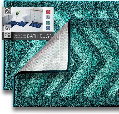 Vista 20 de Clara Clark Alfombras de baño, alfombras de baño ultra suaves y peludas - tapetes de baño para baño, lavable a máquina, base antideslizante de goma
