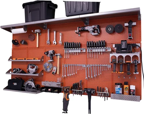 Vista 14 de OmniWall Weekend Warrior XL - Sistema de organización de pared de metal (negro/azul)