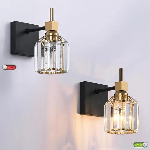 Vista 8 de SOLFART Cristal 1 luz de tocador de baño sobre espejo de pared de aplique 4.3 pulgadas 1T