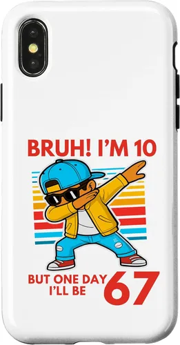 Vista 5 de Bruh I'm 10 But One-Day I'll Be 67 Retro 10th Birthday Kids Case for iPhone 17