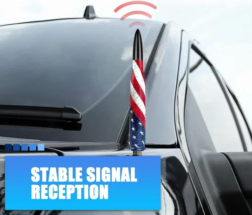 Vista 4 de 1 pieza de antena de bala modificada para coche, antena decorativa personalizada antirrobo con bandera americana de 5.5", señal estable