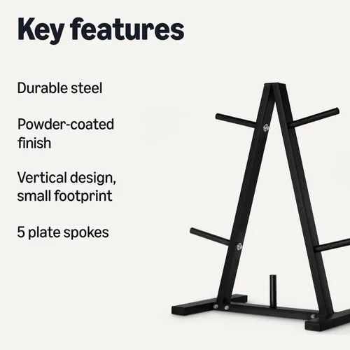 Vista 2 de Amazon Basics Estante para árbol de placas de peso, acero duradero, diseño vertical que ahorra espacio para gimnasio en casa