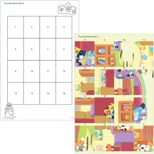 Vista 5 de Trends International - Paquete de rompecabezas de calcomanías Bluey Bandit and Chilli Adventures - 12 rompecabezas, 4 tableros - Multicolor