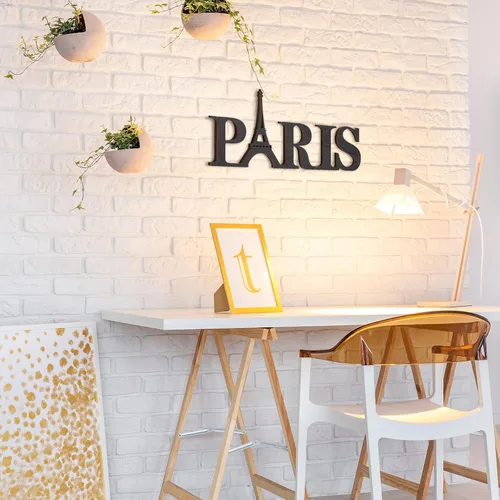 Vista 7 de Yalikop Paris - Letrero de madera para decoración de pared, diseño Eiffel, para habitación, color negro