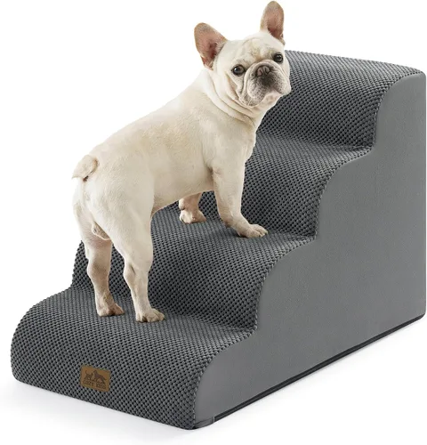 Vista 29 de COZY KISS Escaleras anchas para perros pequeños de 15.7 pulgadas de alto, escalón para mascotas para cachorros, gatos mayores, rampa curva