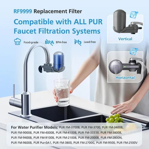 Vista 3 de Paquete de 6 filtros de repuesto para montaje en grifo RF9999 para TODOS los sistemas de filtración de grifos PUR/PUR PLUS, filtración mineral