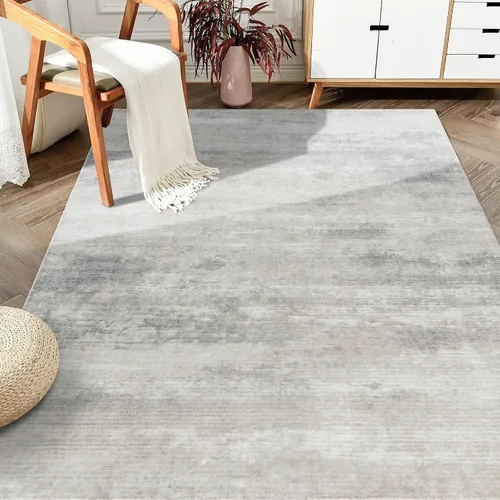 Vista 14 de Auemtyn Alfombra de área de 8 x 10 pies para sala de estar, alfombra lavable con parte trasera antideslizante, alfombra de pelo bajo para gris