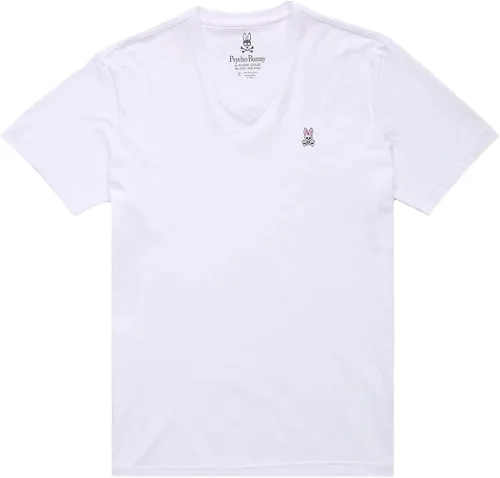 Vista 3 de Psycho Bunny - Camiseta de manga corta con cuello en V para hombre ajuste regular color blanco Blanco XXL