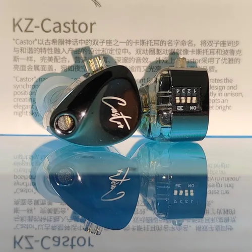 Vista 8 de KZ Castor - Auriculares intrauditivos, sonido de graves mejorado HiFi, IEMs aislantes de ruido ajustables, auriculares con cable de doble