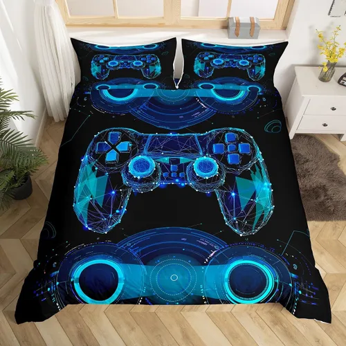 Vista 34 de Erosebridal - Ropa de cama para adolescentes y niños, estampado de control de videojuegos, funda de edredón tamaño individual, 2 piezas con 1 funda