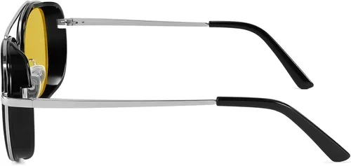 Vista 2 de FEISEDY Gafas de sol retro Steampunk estilo punk con doble puente para mujeres y hombres B2822