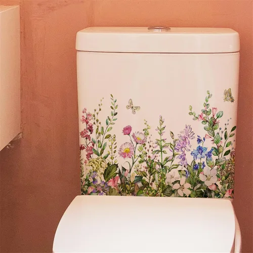 Vista 8 de Generic Calcomanías para tapa de inodoro con diseño de gato que ríe, diseño de gato blanco con dibujos animados, material de PVC impermeable