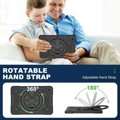 Vista 6 de Funda para Samsung Galaxy Tab A9+/ A9 Plus de 11 pulgadas 2023 con protector de pantalla con soporte giratorio de 360°, correa para el hombro, funda