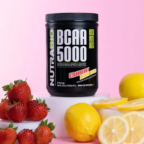 Vista 11 de NutraBio BCAA 5000 Polvo - BCAA fermentado vegano - Apoya el crecimiento muscular magro, la recuperación, la resistencia - 60 porciones - Kiwi fresa
