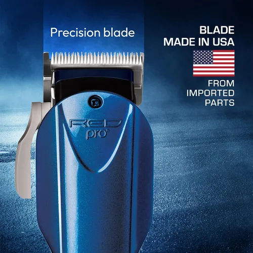 Vista 2 de Red Pro Cortadora de pelo de titanio fabricada en Estados Unidos a partir de piezas importadas, hoja de acero al carbono