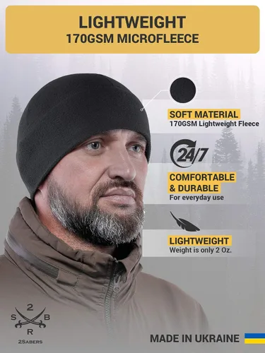 Vista 2 de 2SBR 2SABERS Gorra de reloj de forro polar 170 para hombre y mujer, gorro de calavera militar