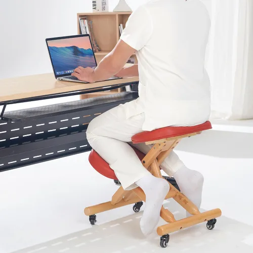 Vista 2 de Master Massage - Silla plegable ergonómica de madera para oficina, silla plegable de madera para corrección de postura en el hogar, mejora tu