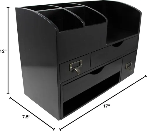 Vista 7 de Executive Office Solutions Organizador de escritorio de oficina de madera ajustable grande para escritorio, mesa o mostrador, estante