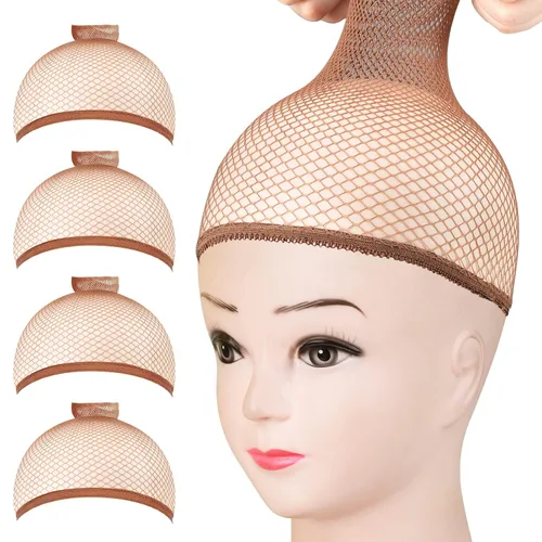 Vista 8 de Fandamei Gorra de peluca HD, gorras de peluca ultrafinas de color marrón oscuro, 4 gorras de peluca de nailon súper finas para mujer, elásticas