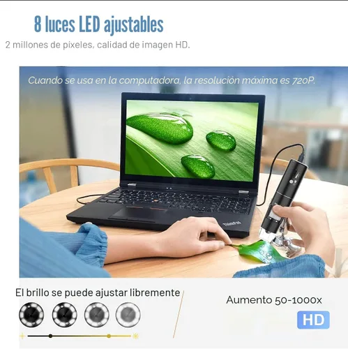Vista 3 de Microscopio digital inalámbrico, SKYBASIC 50X-1000X Ampliación WiFi Microscopios portátiles de mano con soporte ajustable HD Cámara de microscopio